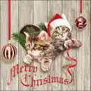 20 Christmas napkins with cats in the heart, sayings Merry Christmas as table decoration 33cm