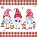 20 Christmas napkins with funny elves gnome and lanterns 33cm