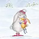 20 Servietten Weihnachten und Winter, Liebevolle Hasen mit Mütze im Schnee als Tischdeko, 33cm