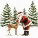Servietten Weihnachten 20 Stück – Weihnachtsmann streichelt Reh im Wald