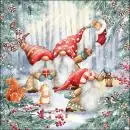 20 napkins Christmas dwarves, gnomes and animals in the winter forest as table decorations 33cm