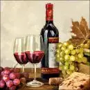 20 Servietten Wein in Gläsern mit Trauben im Herbst, Rotwein und Ahornblatt