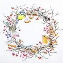 20 Servietten – Wintervögel im Winterkranz | Blaumeise, Rotkehlchen, Spatz