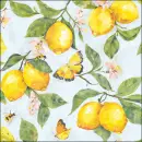 20 Servietten Zitronen am Baum & bunte Schmetterlinge | Sommerliche Tischdeko