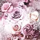 20 napkins Evelien - roses purple vintage flowers wedding 33cm