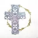 20 Servietten Heiliges Kreuz blau zur Taufe, Kommunion und Konfirmation 33cm