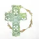 20 Servietten Heiliges Kreuz grün zur Taufe, Kommunion und Konfirmation 33cm