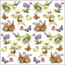 20 lunch napkins bunny butterfly titmouse in spring 33cm