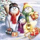 20 Napkins Snowmann-Familie Winter Christmas 33cm