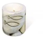1 candle round decision fish Ichthys communion Diameter. 9 cm/Hight 10 cm,
