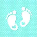 20 Servietten Kleine Fußabdrücke auf blau Babyparty, Taufe Jungen 33cm