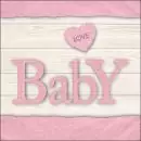 20 Servietten Baby rosa Mädchen für Taufe Babyparty Geburt als Tischdeko 33cm