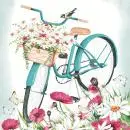 20 Servietten Blumenfahrrad Margeritten Mohnblumen 33cm