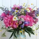 20 Servietten Bunter Blumenstrauß in der Vase 33cm
