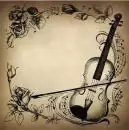 20 napkins violin concert with roses and notes in vintage 33cm as table decoration