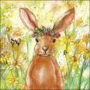 20 napkins rabbit with wreath in the spring meadow with butterflies 33cm as table decoration
