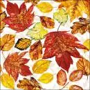 20 Servietten Herbst farbenfrohe Tischdeko bunte Blätter 33x33cm