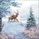 20 Servietten Hirschfamilie im Wald | Weihnachten | Winter 33cm