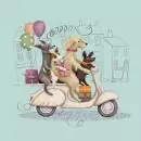 20 Servietten Hunde mit Motorroller bringen Geschenke zum Geburtstag für Kinder als Tischdeko 33cm