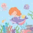 20 Servietten Meerjungfrau Delphin Fische Quallen 33cm