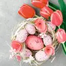 20 Servietten Ostereier an Tulpen pink 33cm