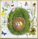 20 napkins Easter nest in the grass with flowers in spring vintage 33cm