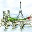 20 napkins Paris in watercolor France Eiffel Tower Notre Dame 33cm