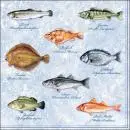 20 Napkins Seafood Fishes blue withe 33cm
