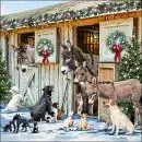 20 Servietten Tiere im Bauernhof auf dem Lande Pferd Esel Hund Katze zu Weihnachten 33cm als Tischdeko