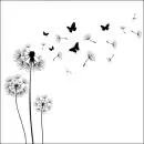 20 Servietten Trauer schwarz weiß fliegende Blüten der Pusteblume als Tischdeko 33cm