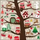 20 Servietten Winter Eulen Wintereule im Baum und Tiere des Waldes zu Weihnachten als Tischdeko 33cm