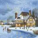 20 napkins House in winter by the lake Beautiful landscape 33cm