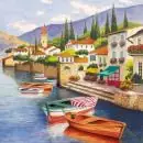20 napkins colorful boats in Lake Como in summer for vacation as a table decoration 33cm