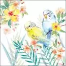 20 napkins colorful budgerigars blue and yellow on branches as a table decoration 33cm
