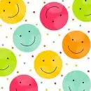 20 Servietten bunte lachende Smileys für Kinder 33cm als Tischdeko