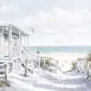 20 Servietten charmantes Haus am Meer mit blauem Himmel und Wellen 33cm als Tischdeko
