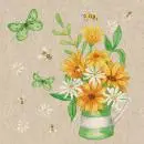20 Servietten recycling Margeritten in Vase gelb weiß 33cm