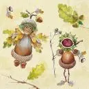 Lustige Kastanienmännchen – Herbst-Serviette