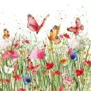 20 Servietten Blumenwiese mit Schmetterlingen und Blumen Frühling Sommer Tischdeko 33cm