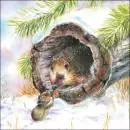 20 napkins mouse and hedgehog in winter share the food, friends table decoration 33cm