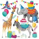 20 Servietten Tiere aus Afrika machen Party / Elefant, Zebra und Giraffe am Kindergeburtstag 33cm