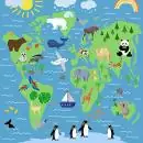 20 Servietten Tiere der Welt / Kontinente / Weltkarte / Bär, Wal, Elch, Elefant, Panda, Pinguin und Tiger 33cm
